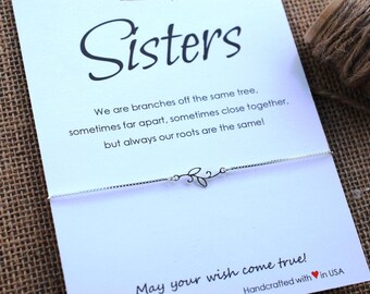 Inspirational Sister Bracelet Sterling Silver Branch Bracelet Gift for Sister Gift Family Tree Bracelet Personalized Friendship Bracelet