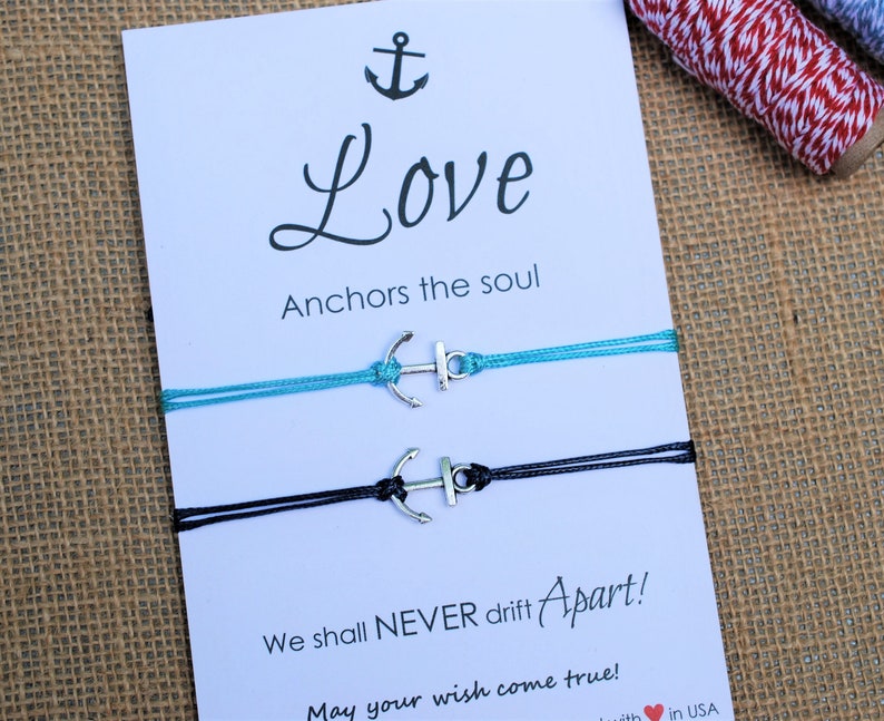 Valentines Day Gift for Him Friendship Bracelet Couples Gift Couples Bracelet Anchor Bracelet Wish Bracelet for Him Love Anchors the Soul image 2