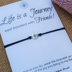 Best Friend Gift Friendship Bracelet Travel Gift Inspirational Gift Wanderlust Bracelet Compass Bracelet Gift for Friend Life is a Journey image 4