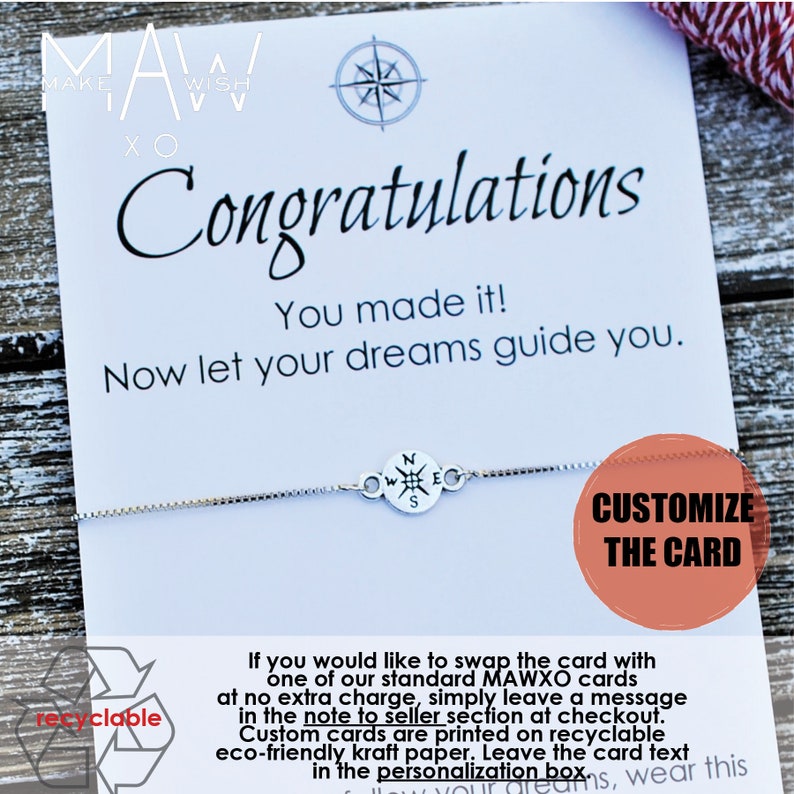 Graduation Gift High School Graduation Gift Congratulations Card Compass Bracelet College Graduation Card Friendship Bracelet For Girl image 3