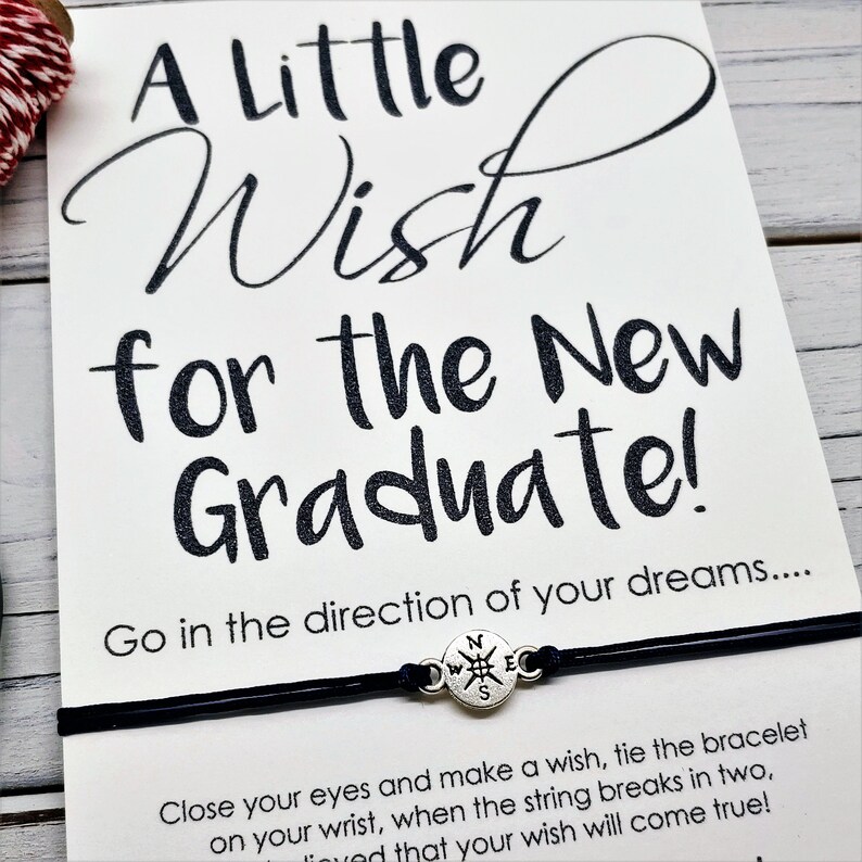 Graduation Gift Friendship Bracelet Inspirational Wish Bracelet Compass Bracelet Graduation Card College Graduation High School Graduation image 1