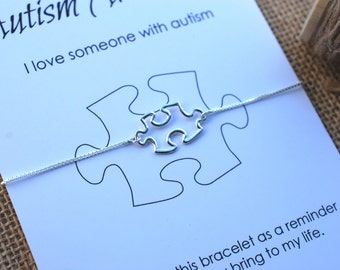 Autism Awareness Bracelet Sterling Silver Puzzle Bracelet Puzzle Charm Wishing Bracelet Inspirational Gift Wish Bracelet Friendship Bracelet