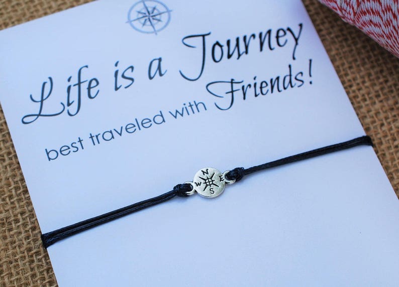 Best Friend Gift Friendship Bracelet Travel Gift Inspirational Gift Wanderlust Bracelet Compass Bracelet Gift for Friend Life is a Journey image 1