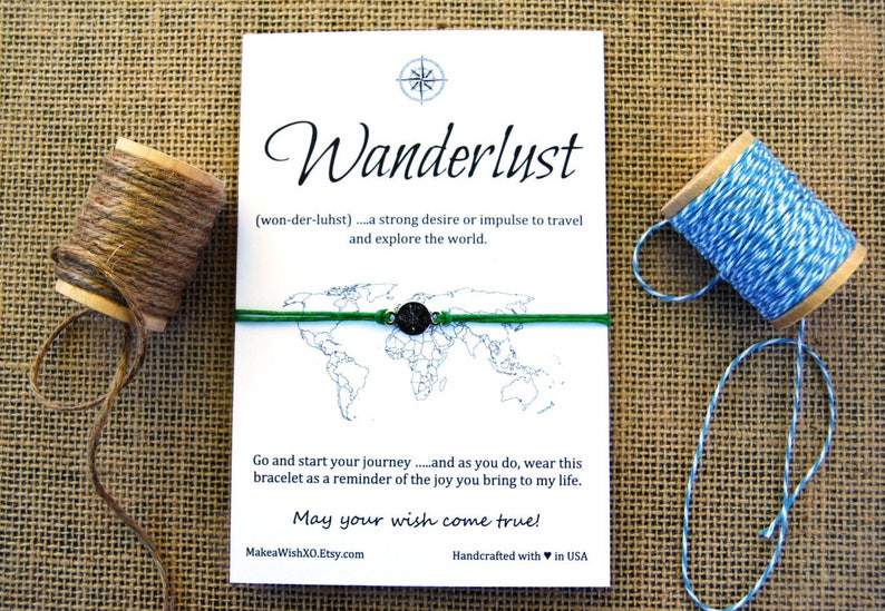 Wanderlust Gift Friendship Bracelet Gift For Him Compass Bracelet Best Friend Gifts Travel Bracelet Wishing Travel Card Friend Travel Gifts image 4