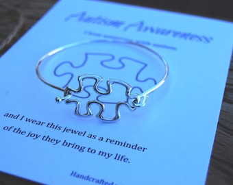 Autism Awareness Bracelet Puzzle Charm Bracelet Puzzle Bangle Teacher Gifts Inspirational Card Fir Teacher Best Friend Gifts Awareness Gift