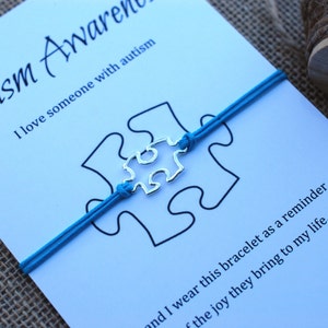 Autism Awareness Bracelet Autism Bracelet Autism Mom Bracelet Autism Teacher Gift for Teacher Sterling Silver Puzzle Bracelet Wish Bracelet