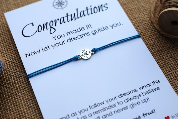 Graduation Gift College Graduation Compass Bracelet Congratulations Card Inspirational Gift for Him Her Wishing Bracelet Personalized gift