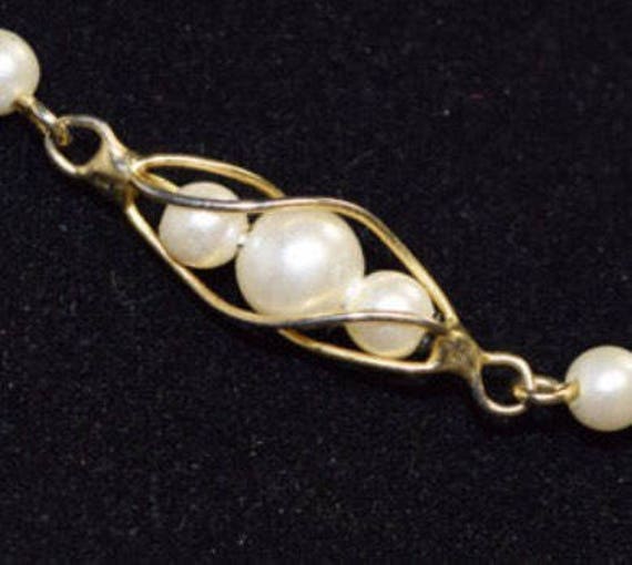 Vintage Necklace - Pearl Bead and Gold Tone Neckl… - image 5