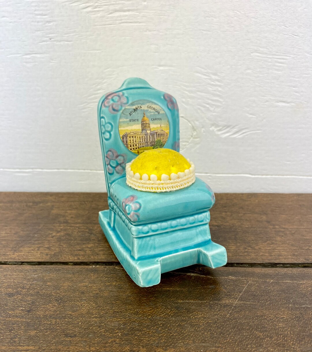 Vintage Georgia Souvenir Pincushion, Ceramic Rocking Chair, Sewing ...