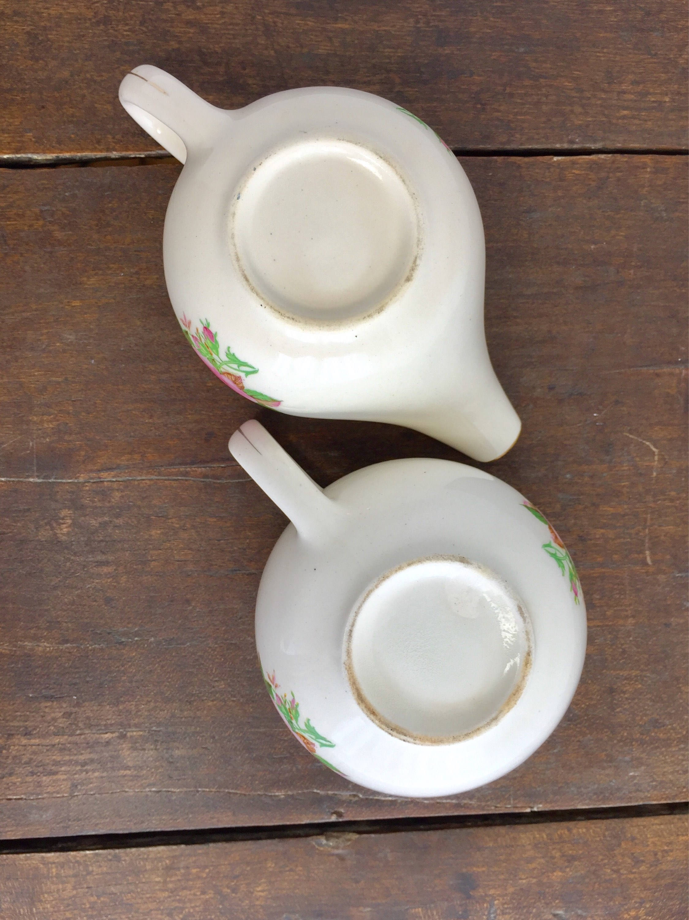 Pink Rose Creamer and Sugar Bowl Vintage Cream and Sugar Bowls, Pink