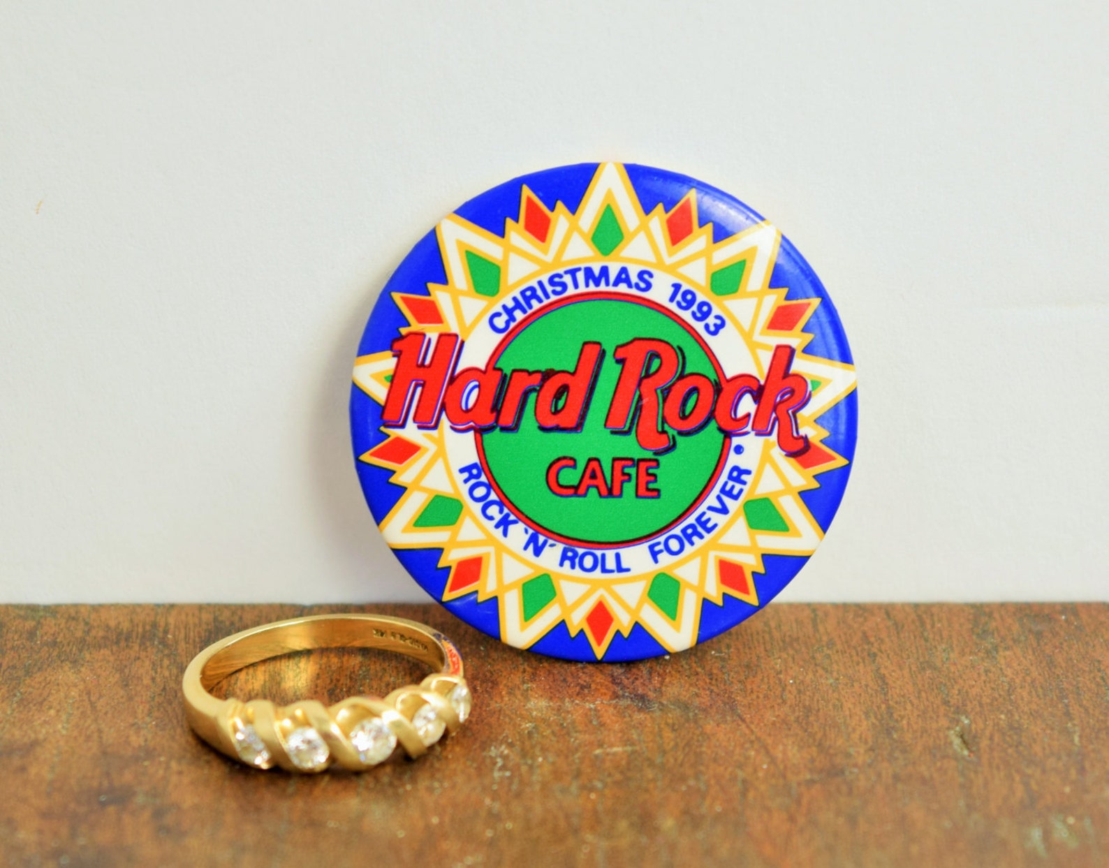 Hard Rock Cafe Pin Vintage Hard Rock Cafe Button, Christmas Button