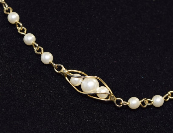 Vintage Necklace - Pearl Bead and Gold Tone Neckl… - image 1