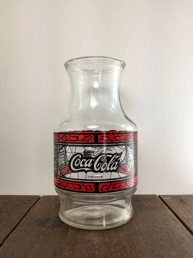 Vintage Advertising Godfather/'s Pizza Coke Pitcher Vintage Coca Cola Carafe Anchor Hocking Stained Glass Pitcher Pizza Party Carafe