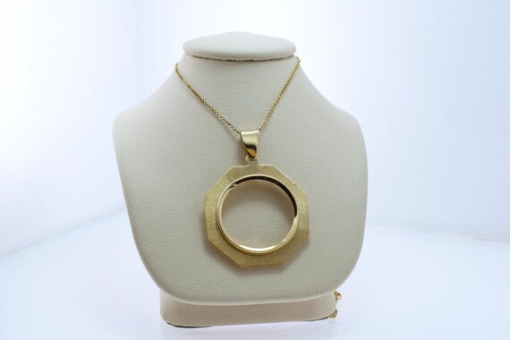 Vintage 14k Yellow Gold 14oz Gold American Eagle Coin Bezel Pendant Octagon