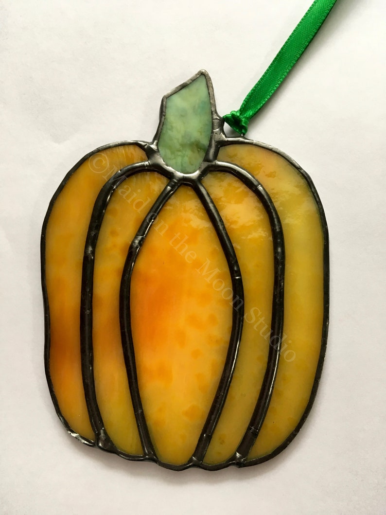Stained Glass Pumpkin Stained Glass Suncatcher Small Tall Pumpkin