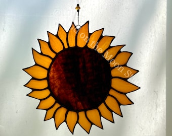 Stained Glass Sunflower, Stained Glass Sun Catcher, Sunflower