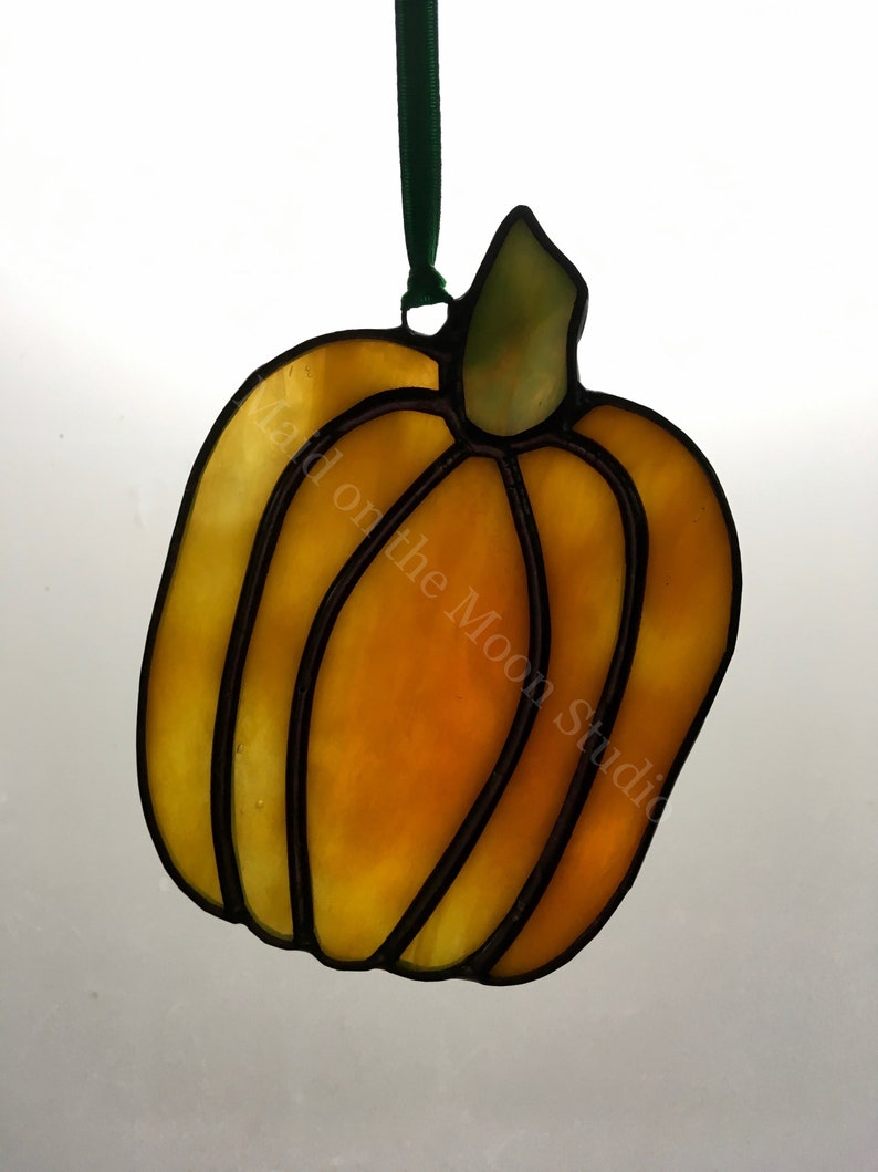 Stained Glass Pumpkin Stained Glass Suncatcher Small Tall Pumpkin