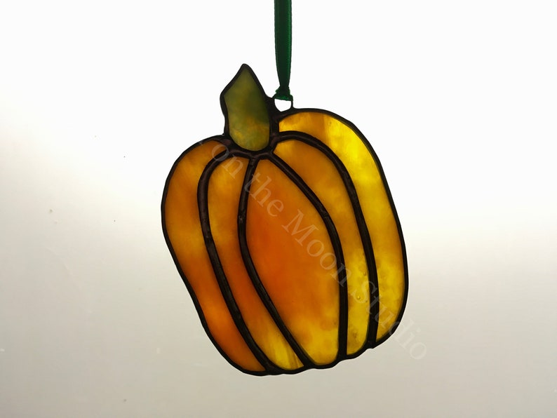Stained Glass Pumpkin Stained Glass Suncatcher Small Tall Pumpkin