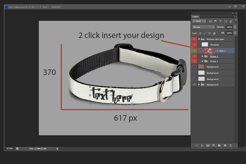Download Mockup pet collars Template Dog collar mockup Add your own ...