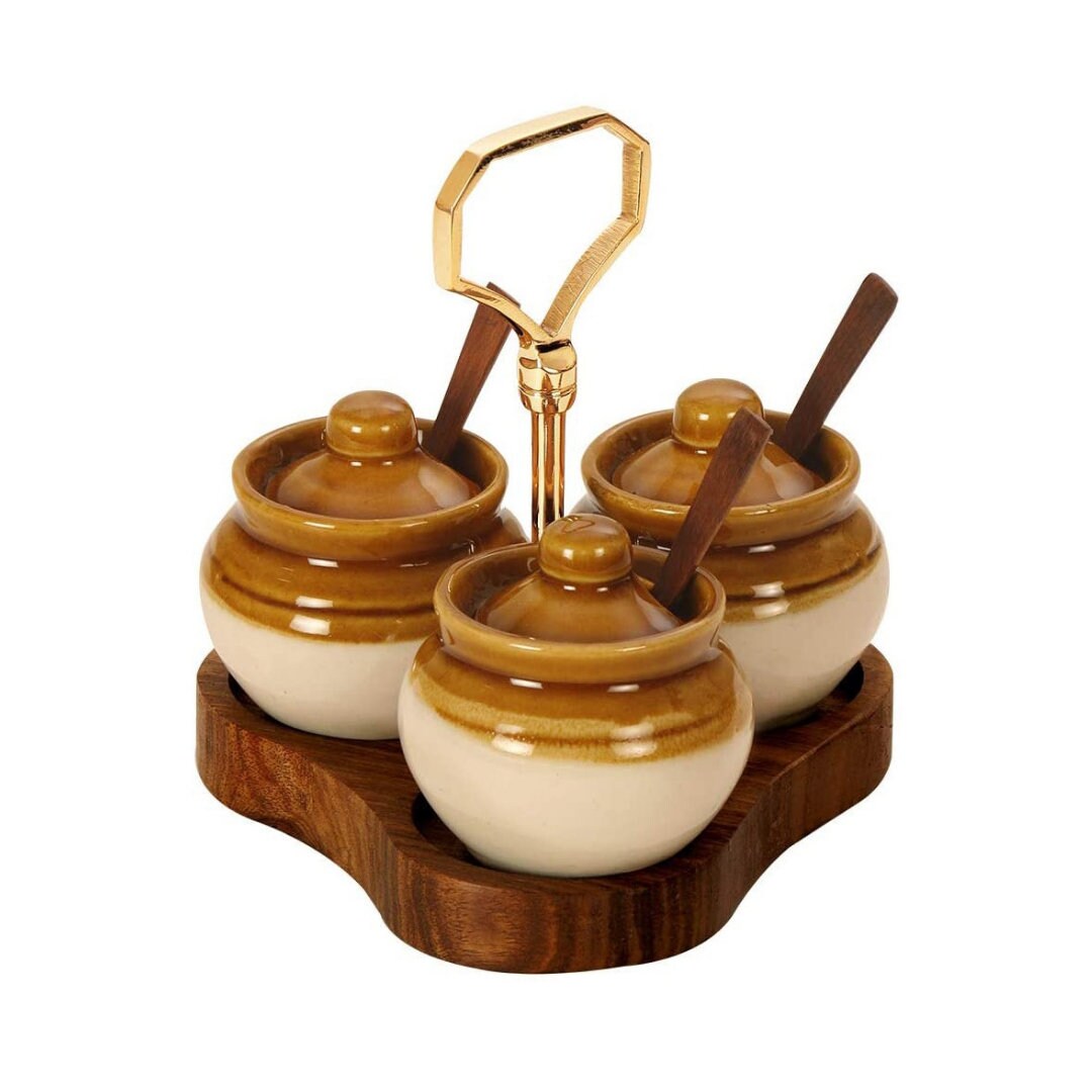 Antique Ceramic Pickel Jar Set Container Storage Box Chutney Etsy