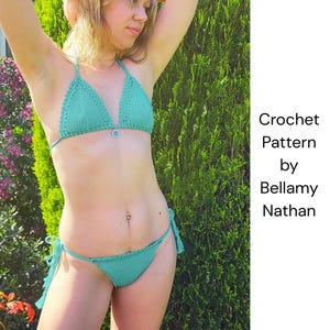 Crochet Bikini Pattern PDF, &quot;Seluna&quot; Thong Style Bottom & Bra Top, DIY Swimwear, Handmade Beach Wear, Summer Crochet Pattern
