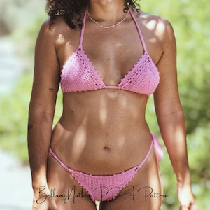 Crochet Bikini Pattern, &quot;Aphrodite&quot; Crochet Bikini Brazilian Style with Adjustable Cheeky Scrunch Butt Sizes XS to L