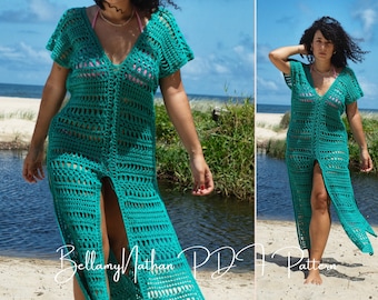Crochet Beach Cover Up Pattern, "Zapheira" Boho Beach Wear, Tunic, Resort Beach Wear, Women Summer Maxi Dress, Summer Top, Sizes XS/XL