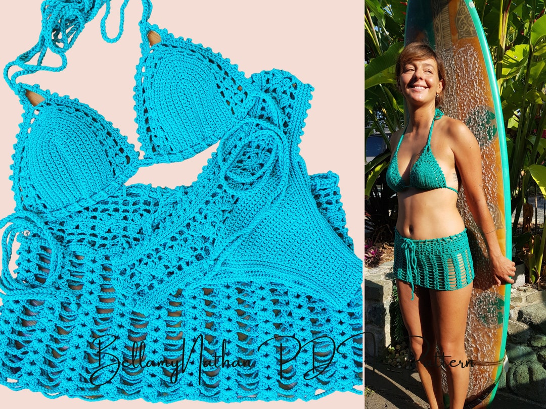 Crochet Pdf Bikini Pattern With Skirt, tigerlily Crochet Bikini Bra