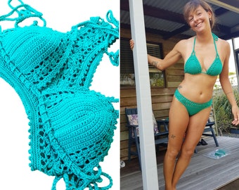 Crochet Pdf Bikini Pattern, "Tigerlily" Crochet Bikini Bra & Crochet Brazilian Style Bottom