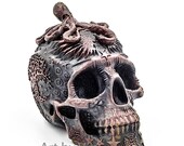 Skull Sculpture Skull Day of the dead cold cast iron sculpture human skull skull art art dia de los muertos skulls black skull skull