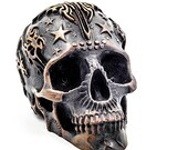 Human Skull art, Skull Gothic, Halloween, Skull Decor, metal sculpture, human skulls, human skull replica, sugar skull art, skull replica