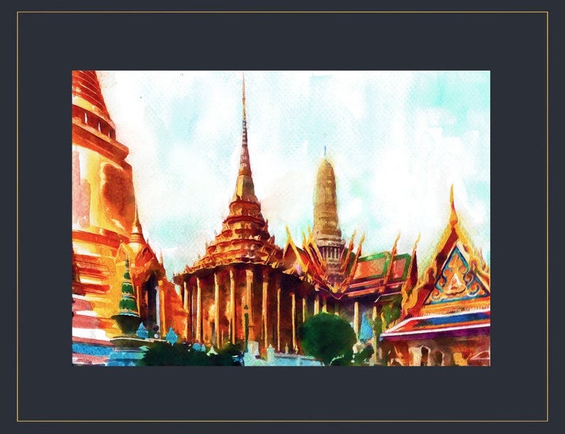 Bangkok Skyline Bangkok Painting Bangkok Temple Grand Palace Etsy