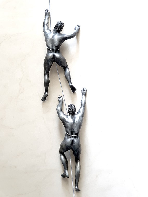 Bronze Climbing Creative Handmade Home Unique Decor Climbing Character Statue Wall Decoration,Resin Rock Climbing Athlete Men 6Pcs Climbing Man Wall Sculpture Art Decor