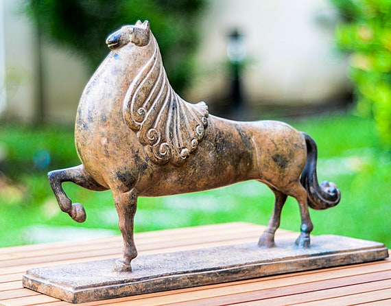 Antike Bronze Pferd Garten Skulptur Reiter Statue Dekor Etsy