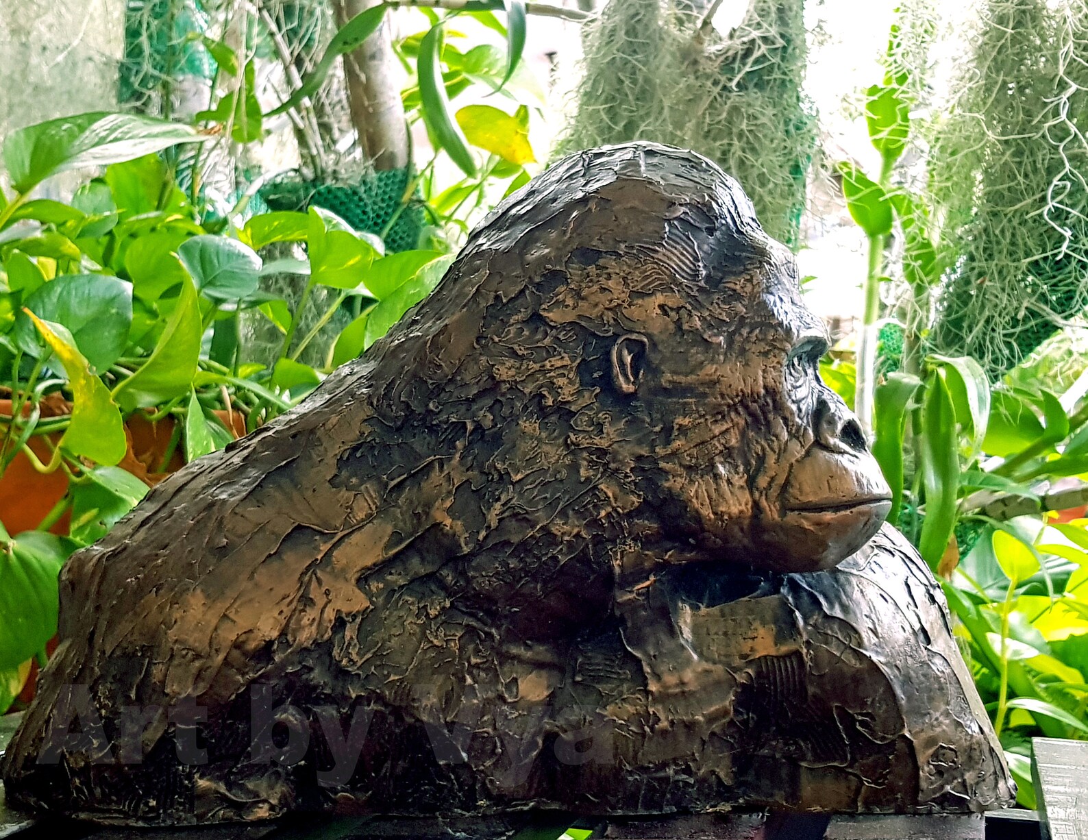 Statue de jardin de gorille à dos dargent Statue de gorille Etsy France