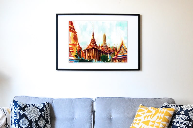 Bangkok Skyline Bangkok Painting Bangkok Temple Grand Palace Etsy