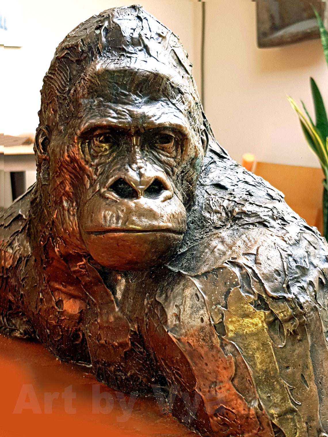 Statue de jardin de gorille à dos dargent Statue de gorille Etsy France