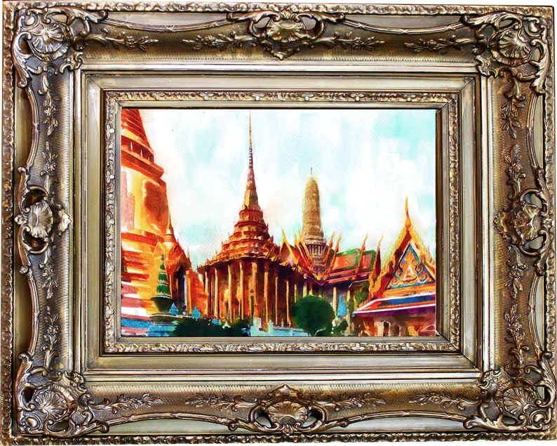 Bangkok Skyline Bangkok Painting Bangkok Temple Grand Palace Etsy