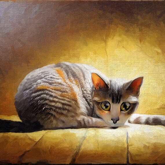 Oil Cat Painting Dog Cat Painting Custom Oil Painting Oil Etsy