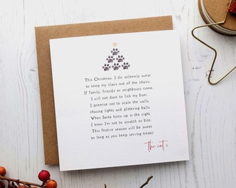 Christmas card from the cat. Funny Christmas poem card for cat owner from The Bespoke Bard