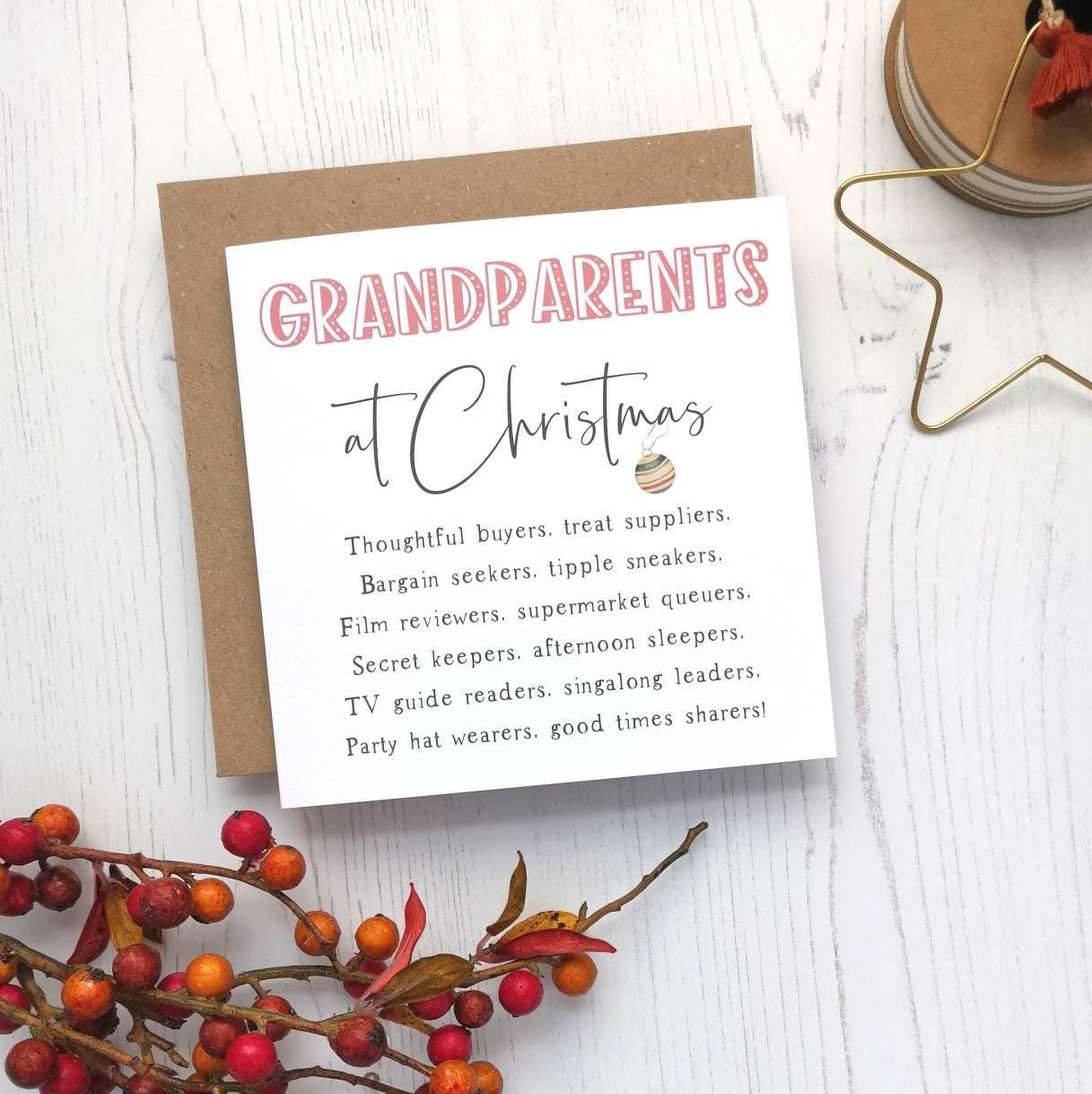 Grandparents Christmas Poem Card. Funny Personalised Christmas Etsy UK