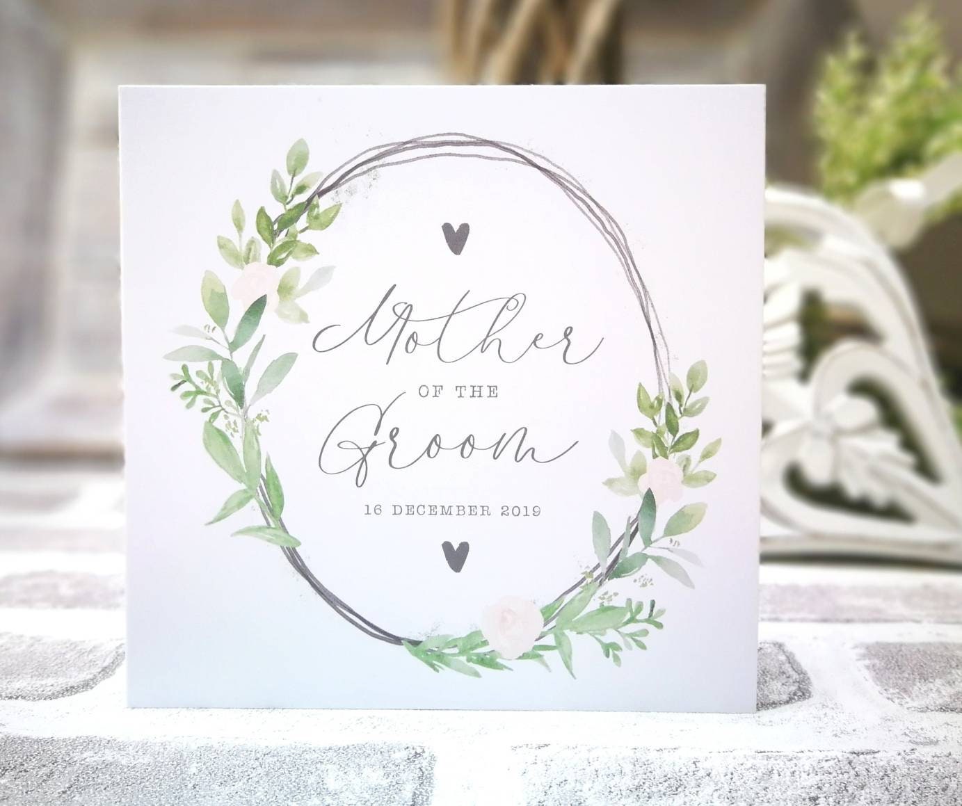 Personalised Mother/Parents Of The Groom Card. Rustic, Greenery, Botanical, Country Floral Mother Bride Or Groom Print Gift