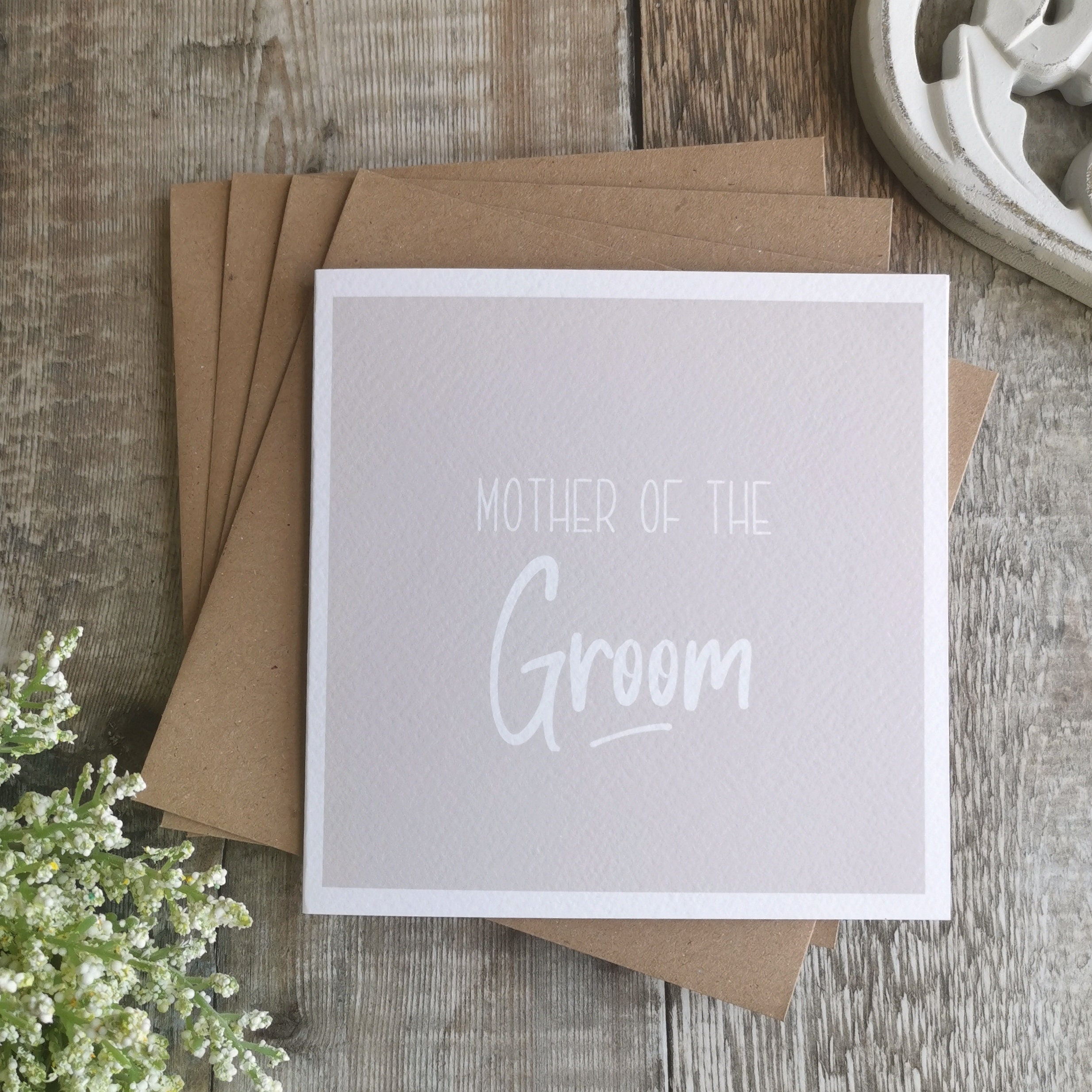 Mother, Father Or Parents Of The Groom Wedding Greeting Card. Beige-Grey, Neutral, Modern, Natural, Minimalist