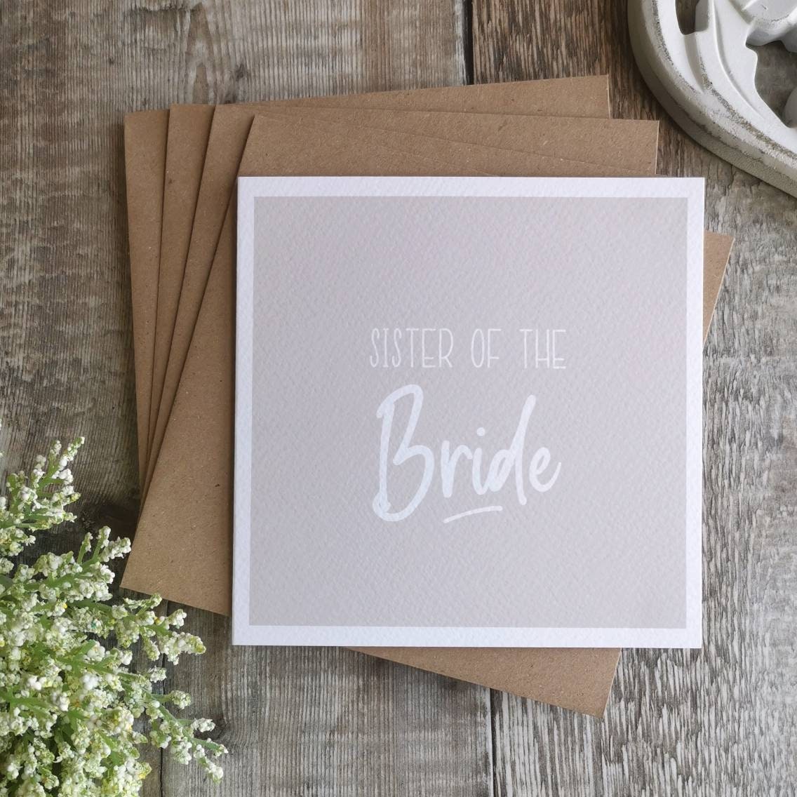 Sister Or Brother Of The Bride Wedding Greeting Card. Beige-Grey, Neutral, Modern, Natural, Minimalist