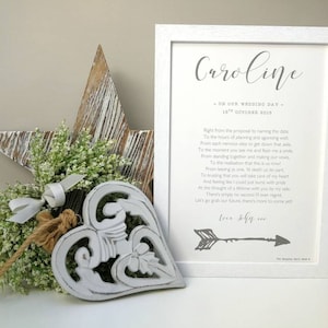 To my wife on our wedding day poem gift. UNFRAMED Personalised print for bride, fiancee, wife to be on wedding day.