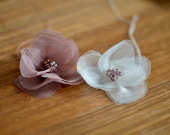 3 flowers made of silk organza