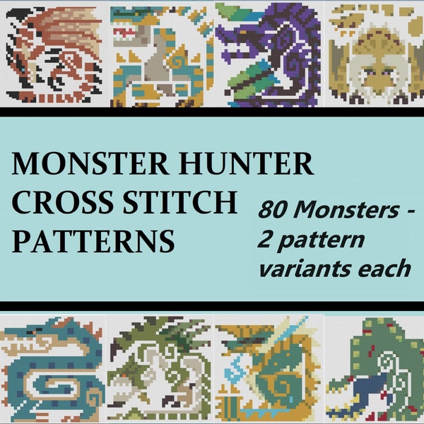 Modèle de point de croix Monster Hunter - Collection ! (80 monstres - 160 PDF)