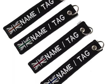 UK Rettungsdienst Schlüsselanhänger Anhänger Westen Tasche Blue Line bestickt doppelseitige Stickerei Polizei Krankenwagen Feuerwehrmann Rettungsgefängnis
