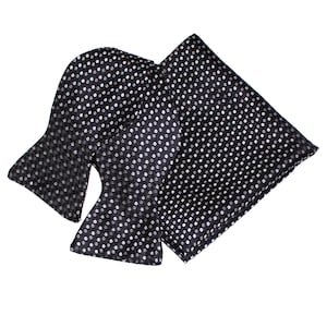 Heren Marineblauw Gestreepte Vlinderdas Self Tie Hanky Halskleding Set