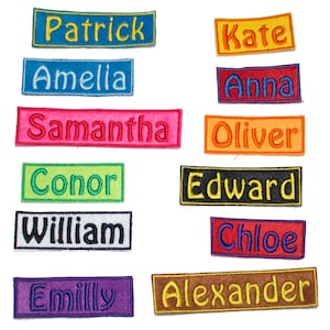 Personalized Embroidered Name Rectangle Patch Badge Many Colors Iron on sew on